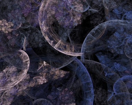 abstract fractal background - many smoky blue spheresの写真素材