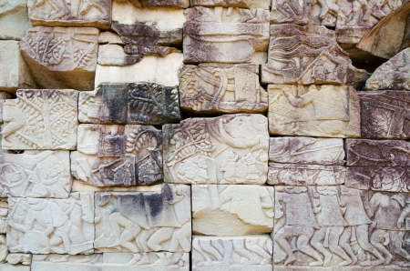 Bas relief - battle scene, at Bayon, a temple complex in Angkor Thom