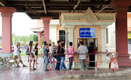BAVET, SVAY RIENG, CAMBODIA - FEB 23  The town Bavet is at the shortest way by bus from Pnom Penh to...