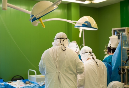 a real surgical operation in a green room