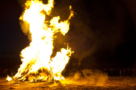 IVOLGINSKY, RUSSIA - JAN 29  Dugzhuuba â the rite of cleansing, Jan 29, 2014 in Ivolginsky, Buryatia, Russia  People wipe themselves at home with dough as if they gather all evil and then burn it in two days before New Year at a datsan yard のeditorial素材