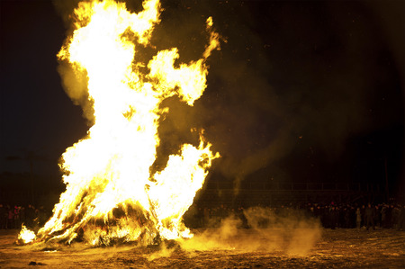 IVOLGINSKY, RUSSIA - JAN 29  Dugzhuuba - the rite of cleansing, Jan 29, 2014 in Ivolginsky, Buryatia, Russia  People wipe themselves at home with dough as if they gather all evil and then burn it in two days before New Year at a datsan yard のeditorial素材