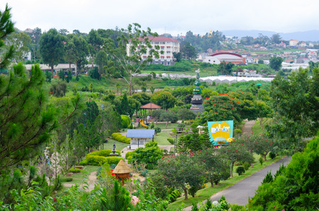 DALAT, VIETNAM - JULY 24, 2014: Unidentified people walk around the Flower Park, one of the best places of interest in the city.のeditorial素材