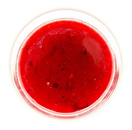 black currant smoothie in a glass, top viewの写真素材