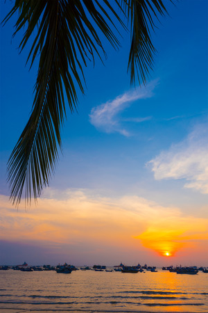 sunset at sea in Vung Tau, southern Vietnamの写真素材