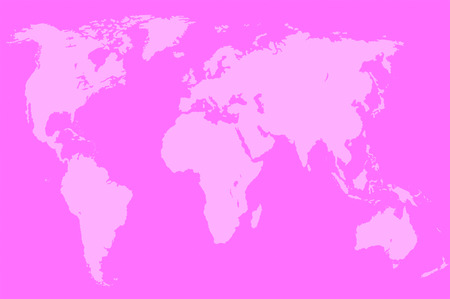 pink map of the world over orange, isolatedの写真素材