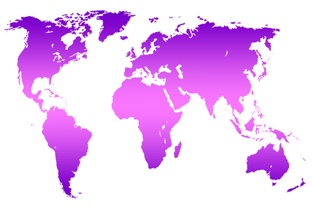 violet gradient worlds map, isolated over whiteの写真素材