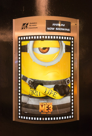 KUALA LUMPUR - JUNE 16, 2017: A poster in Pavilion movie theater shows Despicable me 3. It is a 2017 American 3D computer animated comedy film released by Universal Picturesのeditorial素材