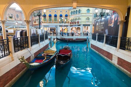 MACAU, CHINA - SEPTEMBER 15, 2017: Gondolas at the Venetian Macao. It is a luxury hotel and casino resort in Macau owned by the American Las Vegas Sands companyのeditorial素材