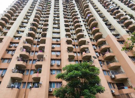 apartment high rise building, low angle view
