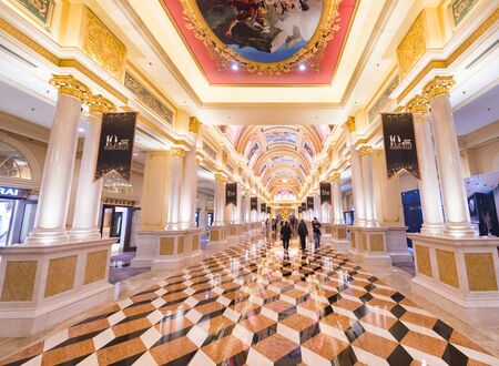 MACAU, CHINA - SEPT 2017: The interior of the Venetian Macao. It is a luxury hotel and casino resort in Macau owned by the American Las Vegas Sands companyのeditorial素材