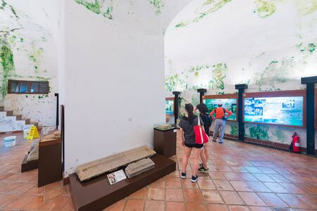 MACAU - SEPTEMBER 16, 2017: Unidentified people at the Monte Fortress Gallery. Fortaleza do Monte is a fort in Santo Antonio. It is the historical military centre of Macau.のeditorial素材