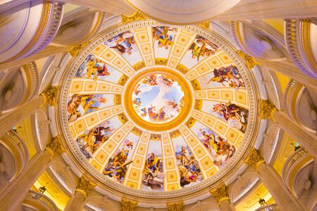 MACAU, CHINA - SEPTEMBER 15, 2017: A round ceiling at the Parisian hotel hall. Macaus gaming revenue has been the worlds largest since 2006 with the economy heavily dependent on gaming and tourism.のeditorial素材