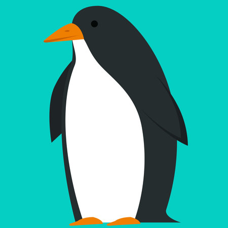 Cute penguin on a blue background. Vector illustration in flat style.のイラスト素材