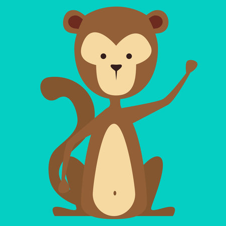 Monkey flat icon on turquoise background. Vector illustration.のイラスト素材