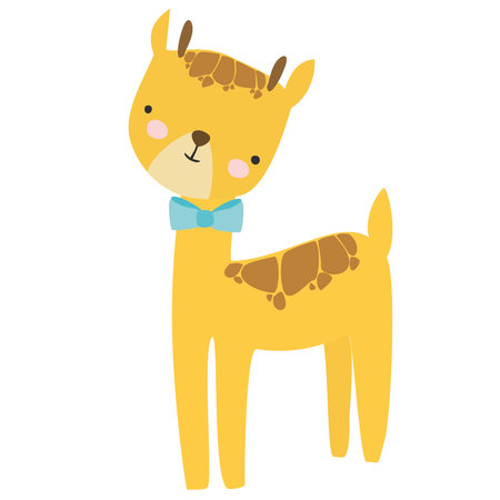 Cute cartoon alpaca with bow tie. Vector illustration.のイラスト素材