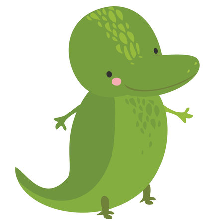 Cute crocodile isolated on a white background. Vector illustration.のイラスト素材