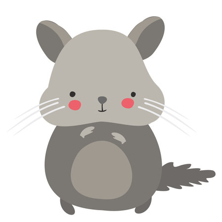 Gray chinchilla isolated on a white background. Vector illustration.のイラスト素材