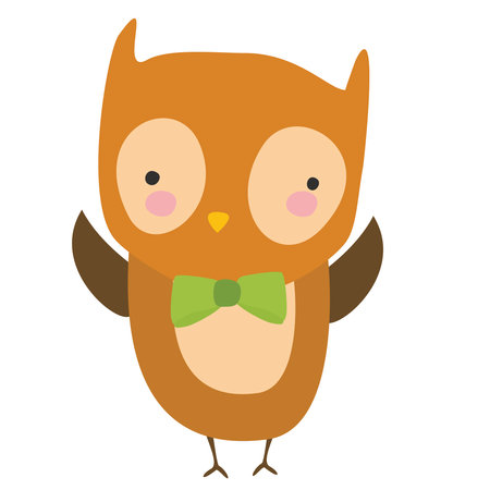 cute owl with bowtie isolated icon vector illustration design graphic flatのイラスト素材