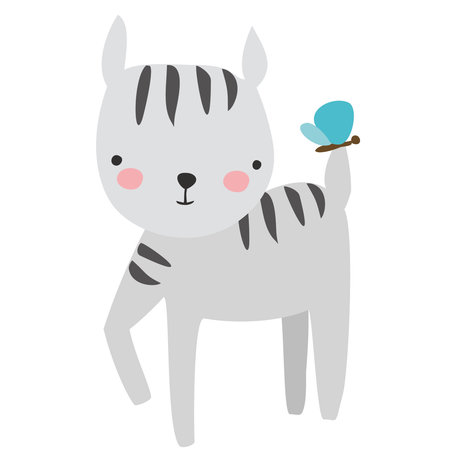 cute zebra animal cartoon vector illustration graphic design in white backgroundのイラスト素材