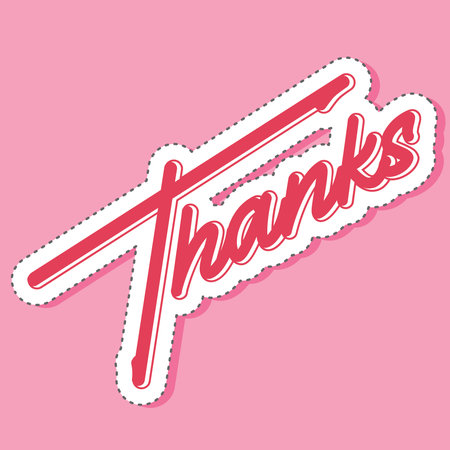Thank you. Vector handwritten lettering. Isolated on pink background.のイラスト素材