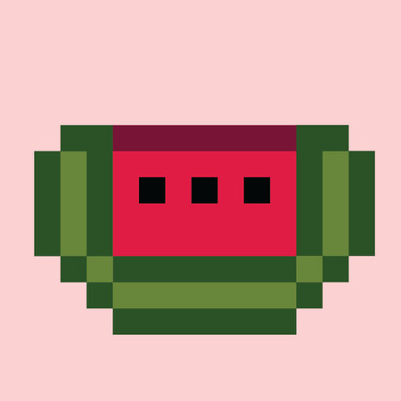 Pixel art robot icon. Vector illustration in flat style. Isolated on pink background.のイラスト素材