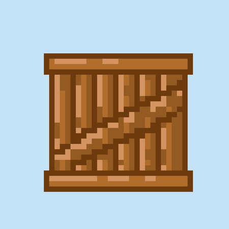 Wooden box icon. Vector illustration in flat style. Isolated on blue background.のイラスト素材