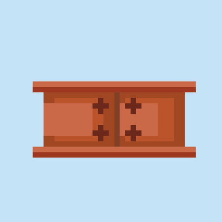 wooden cabinet icon over blue background colorful design  vector illustration.のイラスト素材