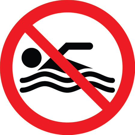 No swimming sign on white background. Vector illustration. No swimming icon.のイラスト素材