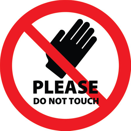 Please do not touch your hand sign on white background. Vector illustration.のイラスト素材
