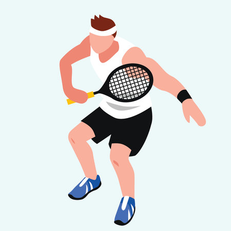 Tennis player with racket and ball. Flat style vector illustration.のイラスト素材