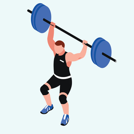 Weightlifter is lifting a barbell. Flat style vector illustration.のイラスト素材
