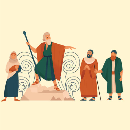Nativity scene. Jesusand Joseph. Vector illustration in flat styleのイラスト素材