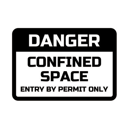 Black and white confined space work entry safety signage for icon and symbol.のイラスト素材