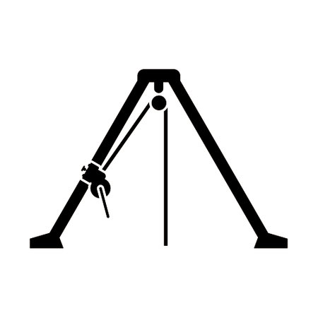 Confined space work rescue equipment. Tripod, rope and winch icon or symbol.のイラスト素材