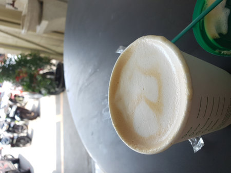 Coffee latte art on the coffee shop, stock photoの写真素材