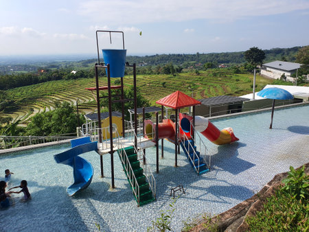 water park at Kediri, Indonesiaの写真素材