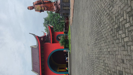 View of the Pashupatinath temple in Kathmandu in the eveningの写真素材