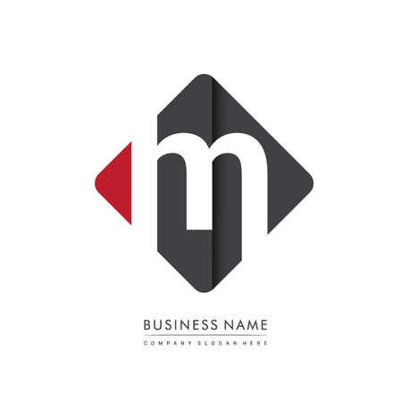 Initial Letter M Square , isolated with red and black colorのイラスト素材