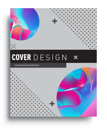 Cover design template with geometric object, arrangement of abstract lines and style graphic geometric elements. Applicable for placards, brochures, posters, covers and banners. Vector Designのイラスト素材