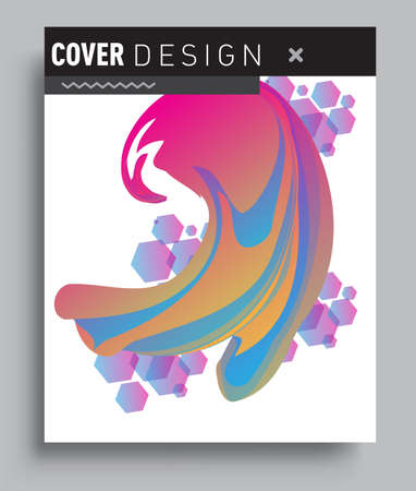 Cover design template with liquid color, arrangement of abstract lines and style graphic geometric elements. Applicable for placards, brochures, posters, covers and banners. Vector Designのイラスト素材