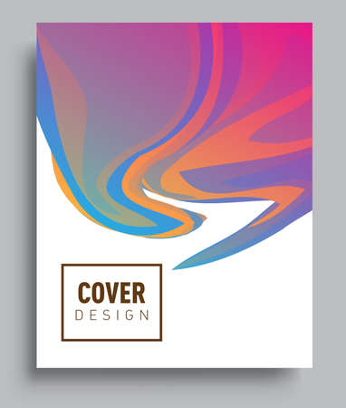 Cover design template with liquid color, arrangement of abstract lines and style graphic geometric elements. Applicable for placards, brochures, posters, covers and banners. Vector Designのイラスト素材