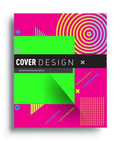 Minimalistic design, creative concept Abstract geometric design, Memphis pattern and colorful background. Applicable for placards, brochures, posters, covers and banners.のイラスト素材