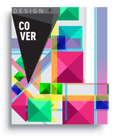 Cover design template with geometric object, arrangement of abstract lines and style graphic geometric elements. Applicable for placards, brochures, posters, covers and banners. Vector Designのイラスト素材