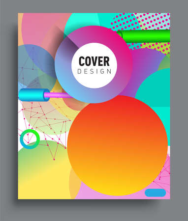 Minimalistic design, creative concept Abstract geometric design, Memphis pattern and colorful background. Applicable for placards, brochures, posters, covers and banners.のイラスト素材