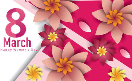 Women Day 8 March text lettering on flowers pattern background for greeting card, invitation card....