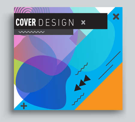 Modern geometric abstract background covers set. Cool gradient shapes composition, vector covers design.のイラスト素材