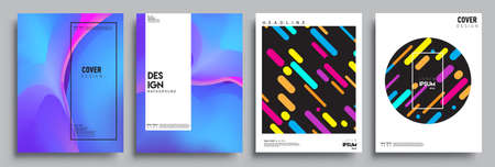 Modern abstract covers set. Cool gradient shapes composition, shapes, geometric elements. Applicable for placards, brochures, posters, covers and banners.のイラスト素材