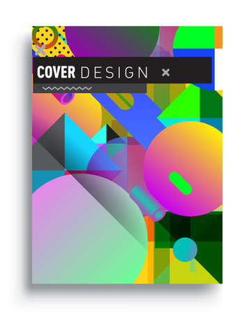 Minimalistic design, creative concept Abstract geometric design, Memphis pattern and colorful background. Applicable for placards, brochures, posters, covers and banners.のイラスト素材