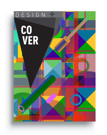 Minimalistic design, creative concept Abstract geometric design, Memphis pattern and colorful background. Applicable for placards, brochures, posters, covers and banners.のイラスト素材